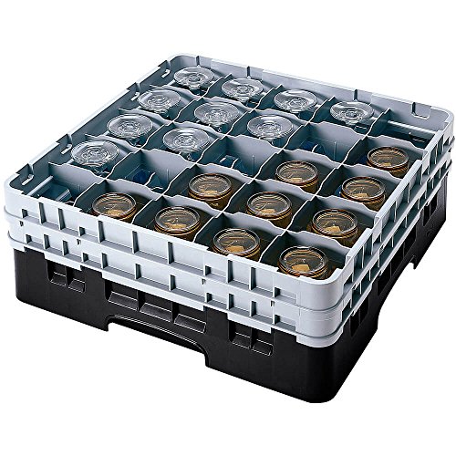 Cambro 30S434 Camrack Polypropylen Körbe für Stiel und Bechergläser mit 30 Fächern, 1/1 Grösse, Schwarz, 7.94cm Durchmesser, 13.3cm Maximale Höhe, 4 Stück von Cambro