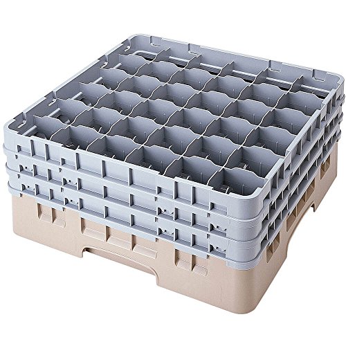 Cambro 36S1058 Camracks Polypropylen Rack für 7.3cm Durchmesser Stiel und Bechergläser, Beige, 1/1 Grösse, 36 Fächer, 27.9cm Höhe, 2 Stück von Cambro