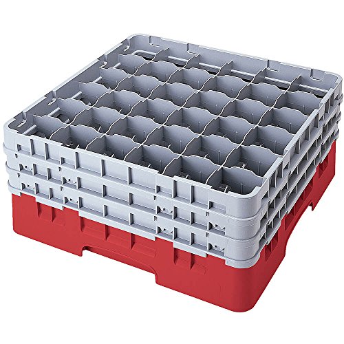 Cambro 36S1058 Camracks Polypropylen Rack für 7.3cm Durchmesser Stiel und Bechergläser, Preiselbeere, 1/1 Grösse, 36 Fächer, 27.9cm Höhe, 2 Stück von Cambro