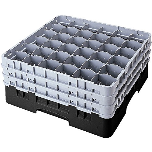 Cambro 36S1058 Camracks Polypropylen Rack für 7.3cm Durchmesser Stiel und Bechergläser, Schwarz, 1/1 Grösse, 36 Fächer, 27.9cm Höhe, 2 Stück von Cambro