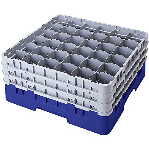 Cambro 36S1214 Camracks Polypropylen Rack für 7.3cm Durchmesser Stiel und Bechergläser, Blau, 1/1 Grösse, 36 Fächer, 32cm Höhe, 2 Stück von Cambro