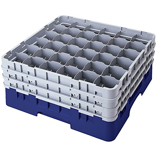 Cambro 36S1214 Camracks Polypropylen Rack für 7.3cm Durchmesser Stiel und Bechergläser, Marineblau, 1/1 Grösse, 36 Fächer, 32cm Höhe, 2 Stück von Cambro