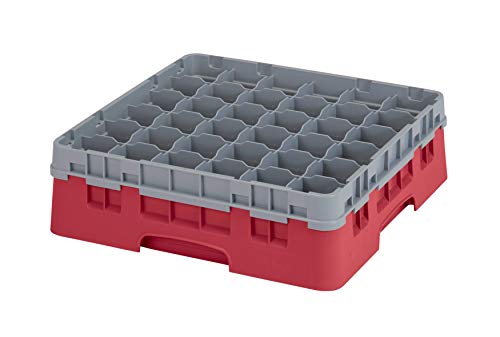 Cambro 36S418 Camracks Polypropylen Rack für 7.3cm Durchmesser Stiel und Bechergläser, Preiselbeere, 1/1 Grösse, 36 Fächer, 11.4cm Höhe, 5 Stück von Cambro