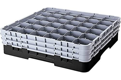 Cambro 36S638 Camracks Polypropylen Rack für 7.3cm Durchmesser Stiel und Bechergläser, Schwarz, 1/1 Grösse, 36 Fächer, 17.4cm Höhe, 3 Stück von Cambro