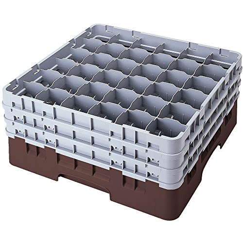 Cambro 36S958 Camracks Polypropylen Rack für 7.3cm Durchmesser Stiel und Bechergläser, Braun, 1/1 Grösse, 36 Fächer, 25.7cm Höhe, 2 Stück von Cambro