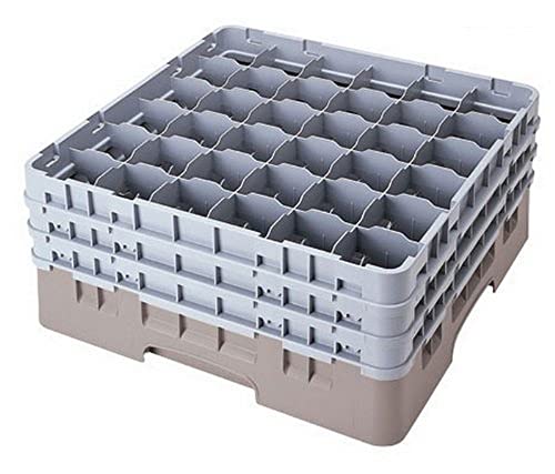 Cambro 36S958 Camracks Polypropylen Rack für 7.3cm Durchmesser Stiel und Bechergläser, Grau, 1/1 Grösse, 36 Fächer, 25.7cm Höhe, 2 Stück von Cambro