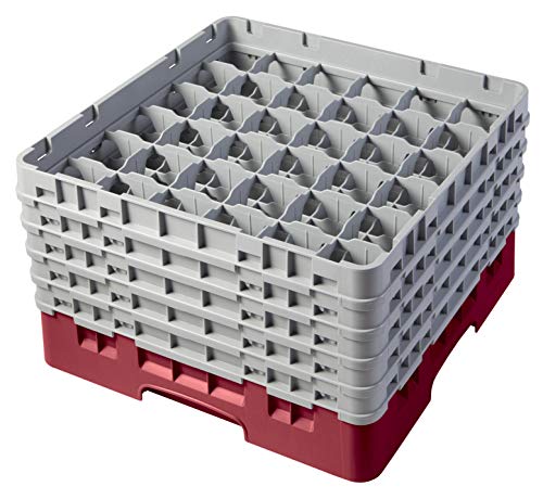 Cambro 36S958 Camracks Polypropylen Rack für 7.3cm Durchmesser Stiel und Bechergläser, Preiselbeere, 1/1 Grösse, 36 Fächer, 25.7cm Höhe, 2 Stück von Cambro