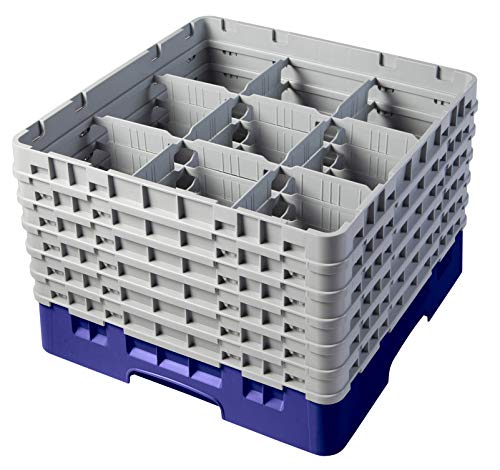 Cambro 9S1114 Camracks Polypropylen Rack für 14.9cm Durchmesser Stiel und Bechergläser, Marineblau, 1/1 Grösse, 9 Fächer, 29.8cm Höhe, 2 Stück von Cambro