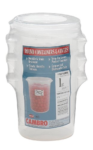 Cambro RFS1PPSW3190 1-Quart Round Food-Storage Container with Lid, Set of 3 by von Cambro