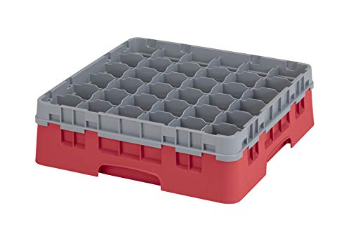 Cambro 36S418 Camracks Polypropylen Rack für 7.3cm Durchmesser Stiel und Bechergläser, Rot, 1/1 Grösse, 36 Fächer, 11.4cm Höhe, 5 Stück von Cambro