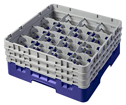 Cambro 16S638 Camracks Polypropylen Körbe für Stiel und Bechergläser mit 16 Fächern, 1/1 Grösse, Marineblau, 11.11cm Durchmesser, 17.4cm Maximale Höhe, 3 Stück von Cambro