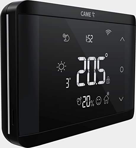 CAME TH/750 BK WLAN, 845AA-0150, smartes Raumthermostat Fußbodenheizung und Klimaanlage, Schwarz, Bedienung des Thermostat über Touch, App und Alexa von CAME
