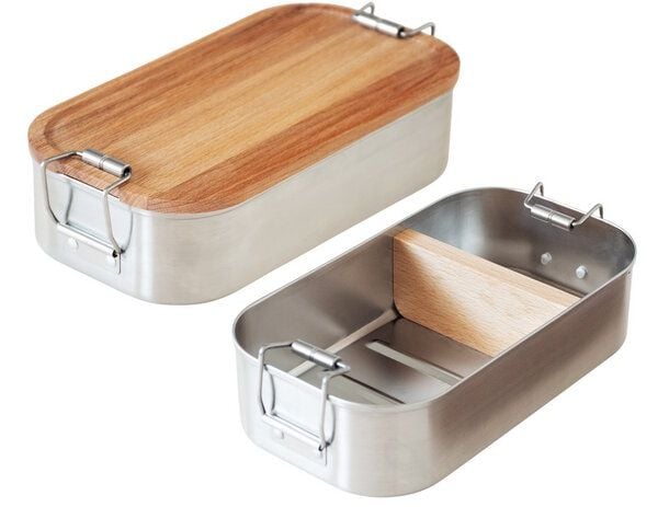 Cameleon Pack EDELSTAHL Lunchbox mit Deckel und Trennsteg aus heimischem Buchen Holz Cameleon Pack EDELSTAHL Lunchbox mit Deckel und Trennsteg aus heimischem Buchen Holz von Cameleon Pack