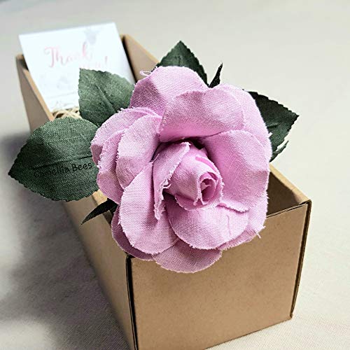 Camellia Bees Leinen Rose 4 Jahr Hochzeit Geschenk Handgemachte Leinen Rose für Valentinstag Muttertag Einzelne Lange Stiel Leinen Baumwolle Blume (Rosa) von Camellia Bees