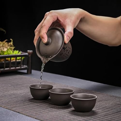 Japanese Tea Set,Teeservice with 1 Teapot,3 Tea Cups,1 Portable Bag for Travelling and Business,Traditional teekanne Set for Men/Women/Adults von Camereye