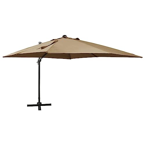 Camerina Ampelschirm mit Mast und LED Taupe 300 cm Sonnenschirm Balkon Sonnenschirm Mit StäNder Ampel Sonnenschirm Sonnenschirm Ampelschirm 312347 von Camerina