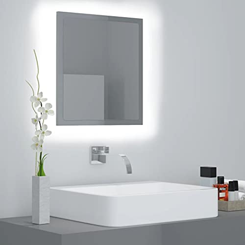 Camerina Badspiegel Hochglanz-Grau 40x8,5x37 cm Acryl Badezimmer-Spiegel Spiegel FüR Bad von Camerina