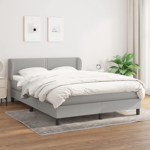 Camerina Boxspringbett mit Matratze Hellgrau 140x200 cm Stoff Bett Mit Matratze Doppelbett Polsterbett Schrankbett 3126165 von Camerina