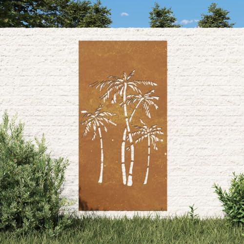 Camerina Garten-Wanddeko 105x55 cm Wand Deko Wanddeko Aussen Wall Decoration Wanddeko Wandschmuck Cortenstahl Palmen-Design von Camerina