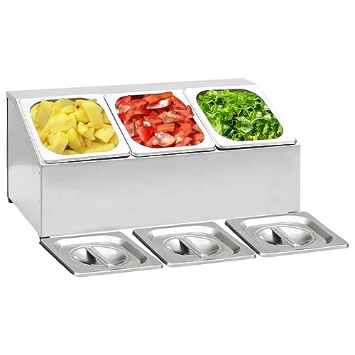 Camerina Gastronorm-Ständer mit 3 GN 1/6 Behältern Edelstahl Gastro BehäLter ZutatenbehäLter Edelstahl von Camerina