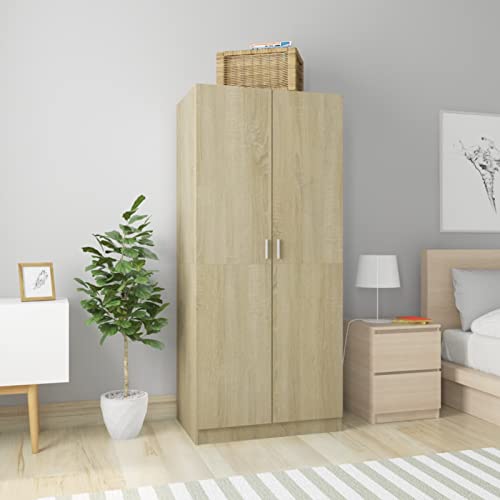 Camerina Kleiderschrank Sonoma-Eiche 80x52x180 cm Mehrzweckschrank Haushaltsschrank Schrank Schlafzimmer Wardrobe Bedroom SchräNke Holzwerkstoff von Camerina