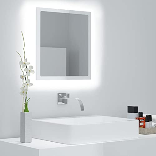 Camerina LED-Badspiegel Hochglanz-Weiß 40x8,5x37 cm Acryl Spiegel Mit Beleuchtung Bad Spiegel Beleuchteter Spiegel Badspiegel Spiegel Badezimmer von Camerina
