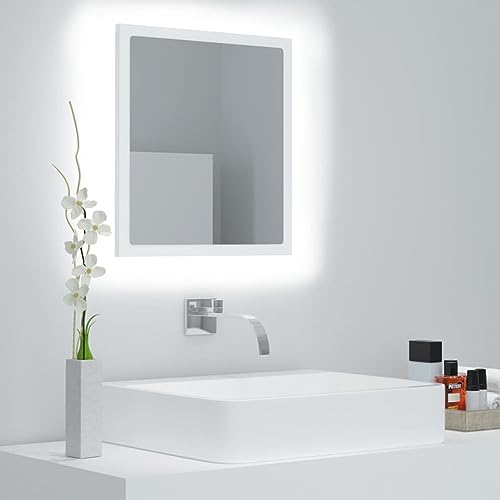 Camerina LED-Badspiegel Weiß 40x8,5x37 cm Acryl Spiegel Mit Beleuchtung Bad Spiegel Beleuchteter Spiegel Badspiegel Spiegel Badezimmer von Camerina
