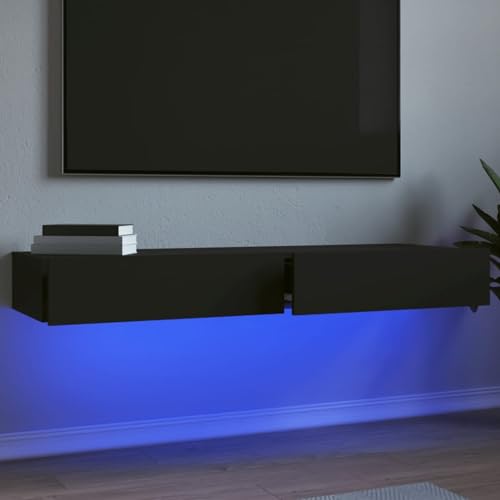 Camerina TV-Schränke mit LED-Leuchten 2 STK. Schwarz 60x35x15,5 cm Tv Cabinet for Living Room Lowboard TV Bank von Camerina