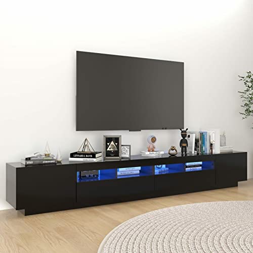 Camerina TV-Schrank mit LED-Leuchten Schwarz 260x35x40 cm TV Schrank Lowboard HäNgend TV-Schrank Mit Schublade Seitbord Wohnzimmer von Camerina