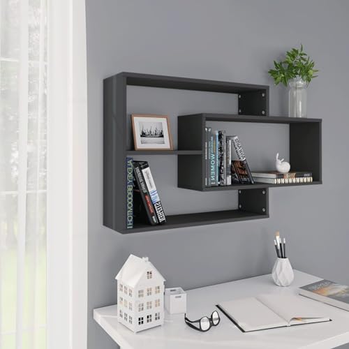 Camerina Wandregale Grau 104x20x58,5 cm BüCherregal Wand Regale FüR WäNde Schwebendes Regal Wandregal Wohnzimmer Holzwerkstoff von Camerina