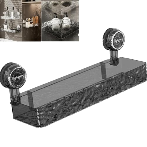 Androf Acrylic Transparent Shower Storage, Raidley No Drill Clear Wall Caddy Large Capacity, Raidley Easymount Bathroom Storage Shelf (Rectangle-Gray) von Camic