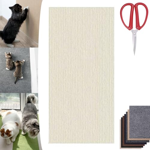 Asisumption Cat Scratching Mat, Climbing Cat Scratcher, Cat Scratching Mat Self-Adhesive, Versatile Trimmable Self-Adhesive Cat Couch Protector (Beige, 15.7 * 39.4in) von Camic