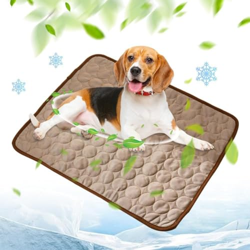 Camic Kühlmatte für Hunde, 2025 Upgrade Groß, Selbstkühlende Haustiermatte aus Eisseide, Kühlbett für Auto, Sofa, Boden, Hundebett, rutschfest, Abriebfest, Bissfest, Waschbar (Braun, L : 70 * 55cm) von Camic