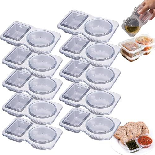 Camic Reusable Snack Containers, Snack Box with Compartments, Double Compartment Snack Pots with Lids, Snack and Dip Container Mini Snack Packs for Meal Prep, Work, Picnic & Travel (10 Pcs) von Camic