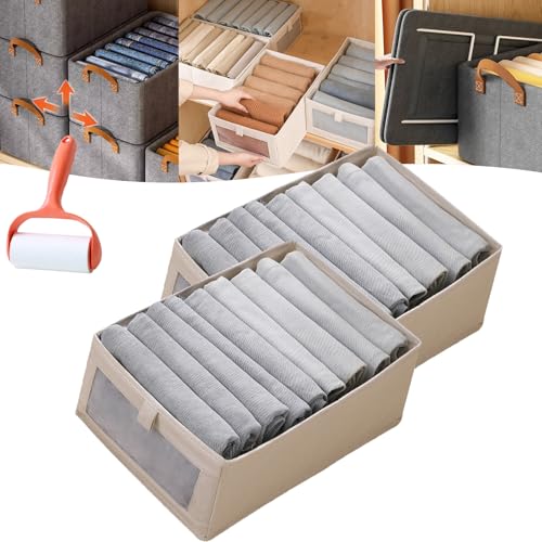 Cation Multi-Functional Folding Wardrobe, Pickelect Storage Boxes, Foldable Wardrobe Storage Box, Large Wardrobes Clothes Drawer Organizer Closet with Handle for Various Bedding/Toys (2Pcs Beige) von Camic