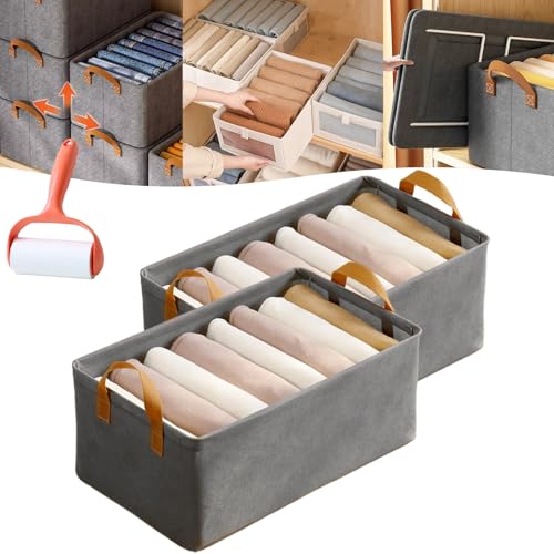 Cation Multi-Functional Folding Wardrobe, Pickelect Storage Boxes, Foldable Wardrobe Storage Box, Large Wardrobes Clothes Drawer Organizer Closet with Handle for Various Bedding/Toys (2Pcs Grey) von Camic