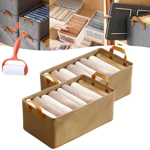 Cation Multi-Functional Folding Wardrobe, Pickelect Storage Boxes, Foldable Wardrobe Storage Box, Large Wardrobes Clothes Drawer Organizer Closet with Handle for Various Bedding/Toys (2Pcs Khaki) von Camic