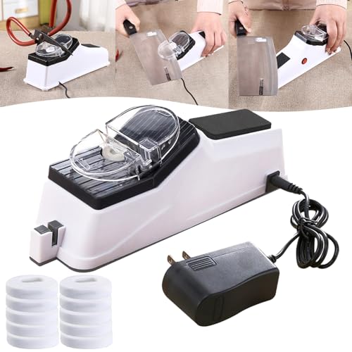 Elektrischer Küchenmesserschärfer, Messerschleifer Elektrisch, Multi-Task Electric Knife Sharpener Straight Knife Scissor Fast Grinding Machine, Automatic Sharpening Tool (Blade-Typ, Adapter) von Camic