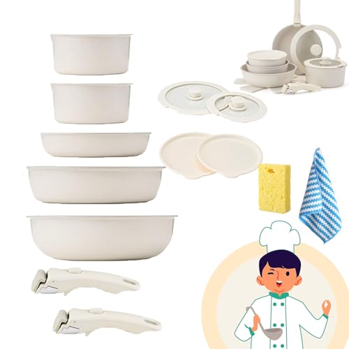 Gourmetific Cookware Set, Gourmetific Pots and Pans Set, Nonstick Detachable Handle Cookware, Ceramic Cookware Set for Induction Dishwasher Oven, Stackable Storage (11 Pcs) von Camic