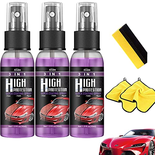 Nano Sparkle Tuch Auto Kratzer Original,High Protection 3 in1 Spray,Nano Versiegelung Auto,Nano Auto Kratzerentfernungsspray (3 pcs, 30ml) von Camic