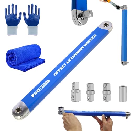 Pro Zero Offset Extension Wrench - 2024 Premium Offset Extension Wrench, Multifunctional Extension Wrench With 1/2", 1/4" And 3/8" Drive Adapters, No Worrying In Confined Spaces (1PC) von Camic