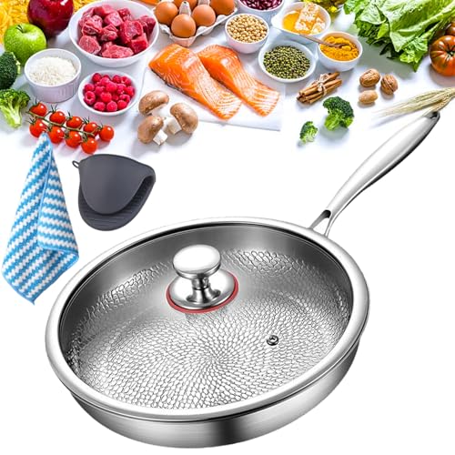 Siraatskitchen titanium Pan, Siraat Pure Taima Titanium Frying Pan for Cooking, No-Coating Nonstick PanSuitable for Induction Cooker, All Stoves, Dishwasher Safe (with Lid, XL-11.8 in) von Camic