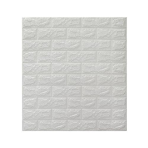 Camidy 30Pcs 3D Brick Wallpaper in White, Faux Foam Brick Wall Panels, Self Adhesive Waterproof Wallpaper for Bedroom, Living Room, and Laundry Decor von Camidy