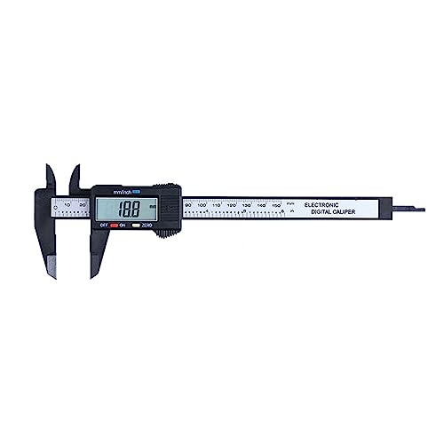 Camidy Electronic Digital Caliper, Plastic Vernier Caliper, Caliper Measuring Tool with Inch/Millimeter Conversion, 0-6 Inch/ 0-150 mm, Auto Off Featured Micrometer Ruler von Camidy