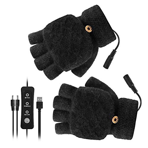 USB Beheizte Handschuhe Elektrische Heizhandschuhe Voller Und Halber Fingerhandschuh 3 Temperatureinstellungen für Männer Frauen Winter Hände Wärmer von Camidy