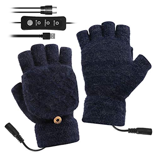 Camidy USB Beheizte Handschuhe Elektrische Heizhandschuhe Voller Und Halber Fingerhandschuh 3 Temperatureinstellungen für Männer Frauen Winter Hände Wärmer von Camidy