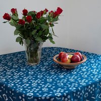 Leichte Baumwolle Tischdecke - Indigo Mit Blumen Block Printed, Mehrzweck, Rechteck, Sarong von CamillaCostello