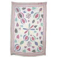 Vintage Textil - Vintage Kantha Mit Bodhi Blättern, Rosa Und Grüner Borte Vintage Textil - Vintage Kantha Mit Bodhi Blättern, Rosa Und Grüner Borte von CamillaCostello