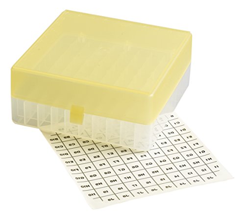 camlab Kunststoffe RTP/72101-yi Aufbewahrung Box mit Stick auf Gitter, 100 Place, Polypropylen, gelb von Camlab