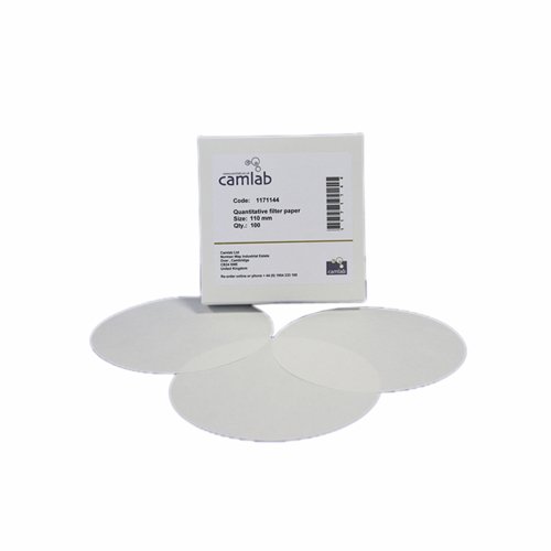 Camlab 1171146 Filterpapier Grade 11 [41] (100 Stück), schnellfiltrierend, aschellos, 150 mm Durchmesser von Camlab